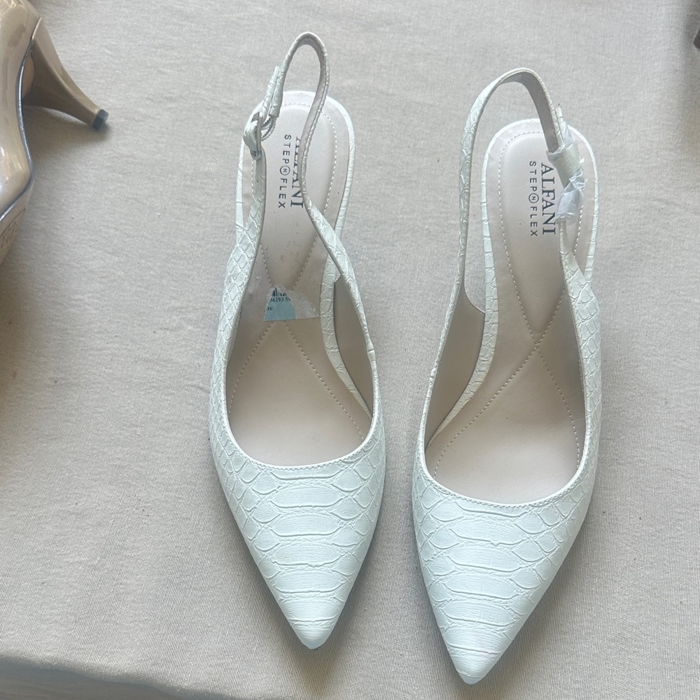 Alfani Textured Cream Slingback Heels